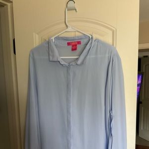 Catharine Malandrino Women Light Blue Button Down Blouse Sz XL